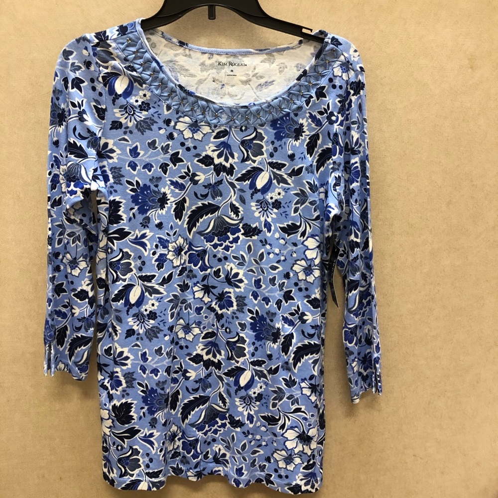 Kim Rogers Floral Blouse Size Medium